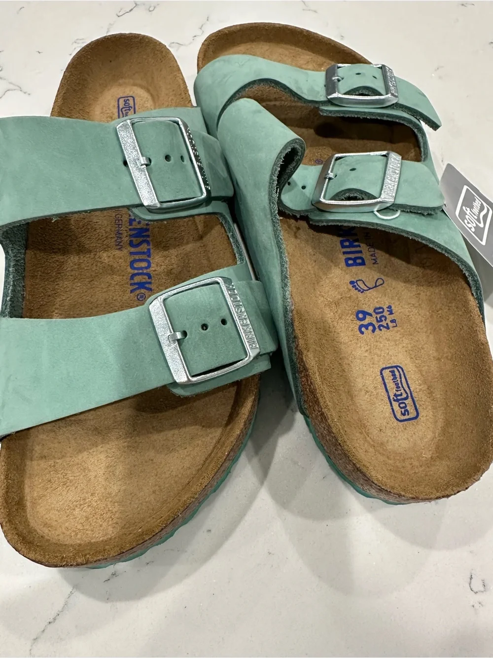 Birkenstock Women's Arizona sandal sage green nubuck leather 39 wide NWT - Picture 8 of 9